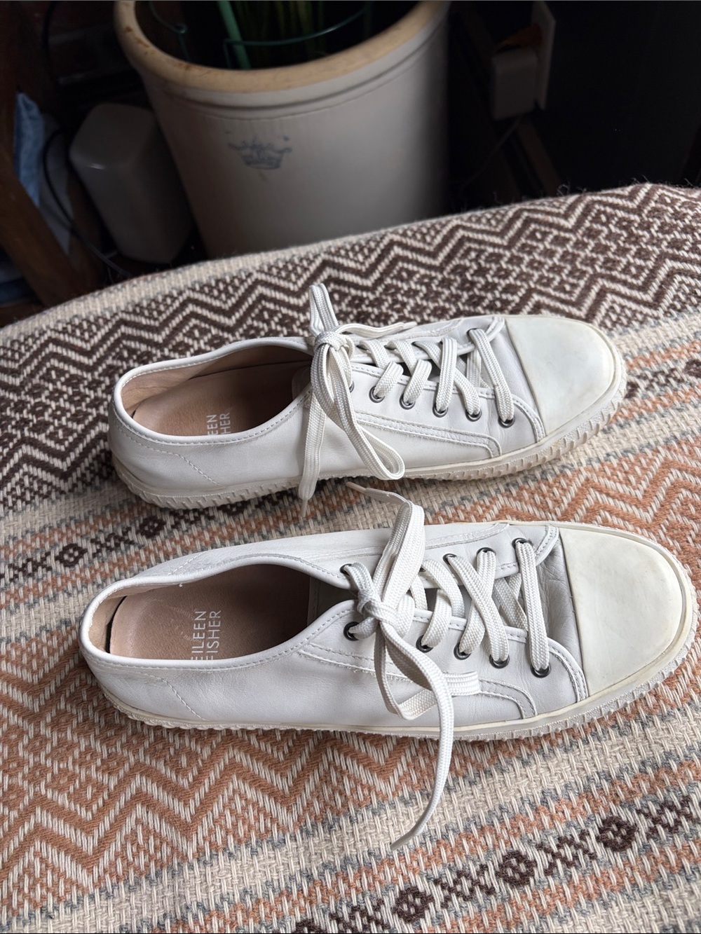 Eileen Fisher Beige Leather Sneakers